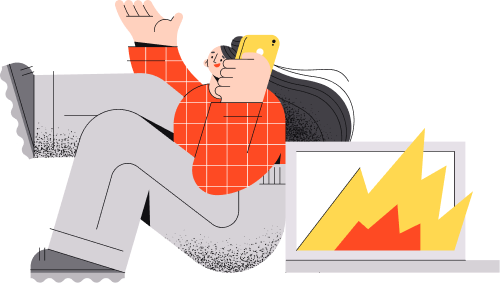 Illustration of a marketer reviewing campaign performance